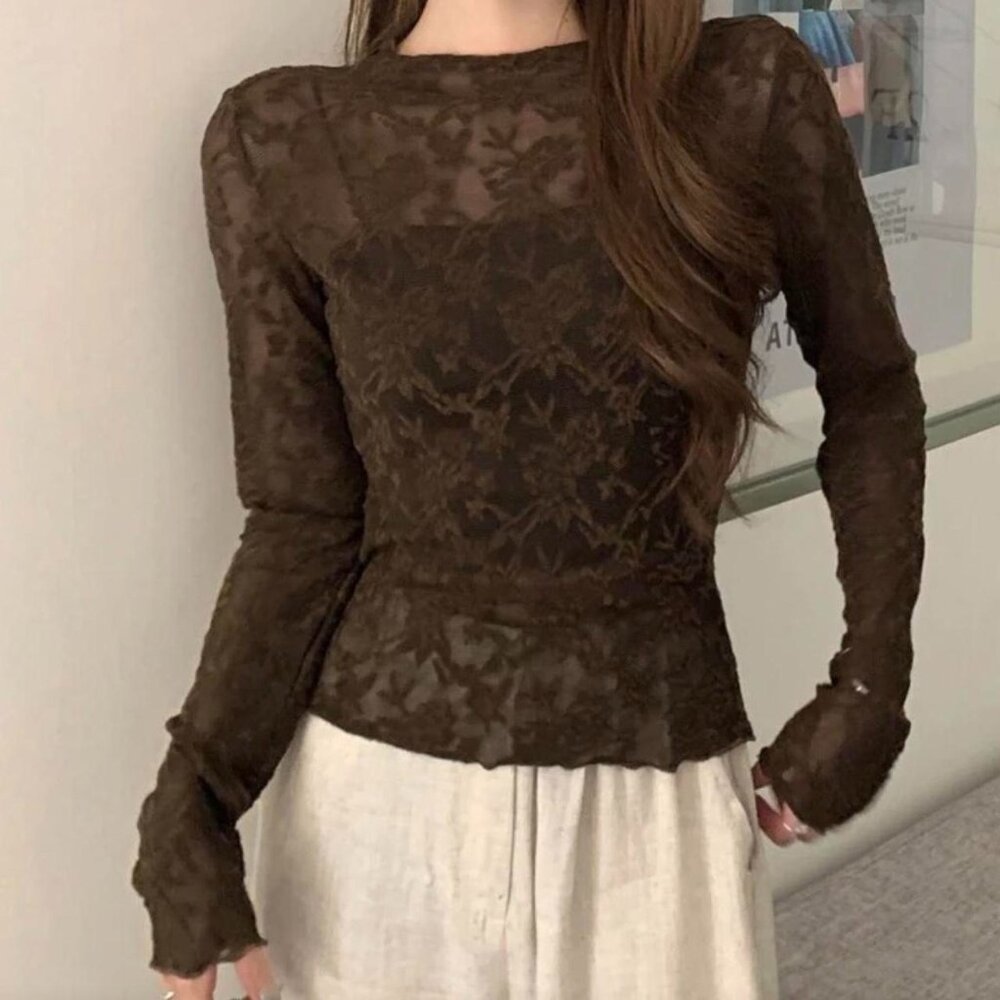 SHEIN Women's Brown and Khaki Top